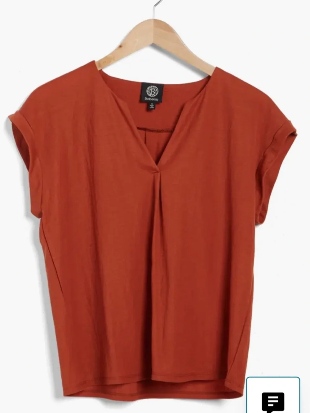 bobeau Rust Short-Sleeve Split V-Neck Top - Picture 3 of 4